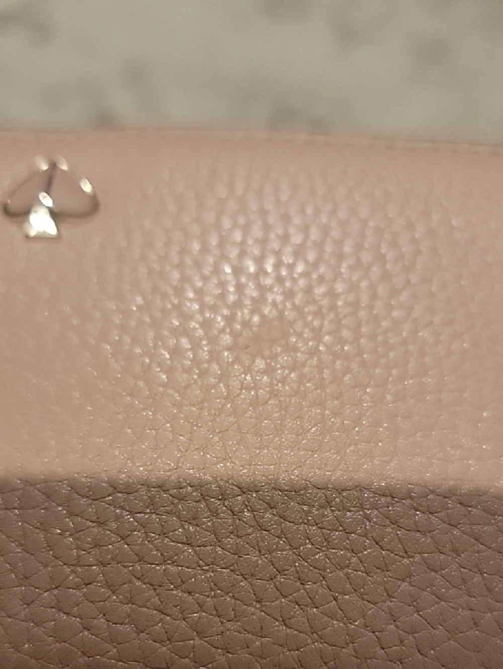 kate spade Pebbled Leather Zip Wallet in Blush Pink with Pink And Gold Spade - Picture 6 of 17